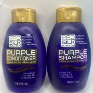 PRO SILK SALON Purple Shampoo And Conditioner With Coconut Oil & Shea Buttler